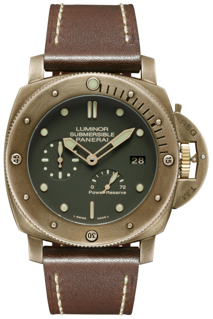 Luminor Submersible 1950 3 Days Power Reserve Automatic Bronzo - 47mm, PAM00507, P.9002 Movement, bronze, green dial, calf strap